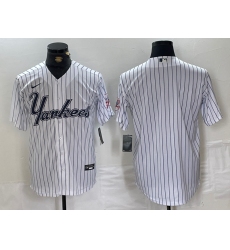 Men's New York Yankees Blank White Pinstripe Fashion Cool Base Jersey