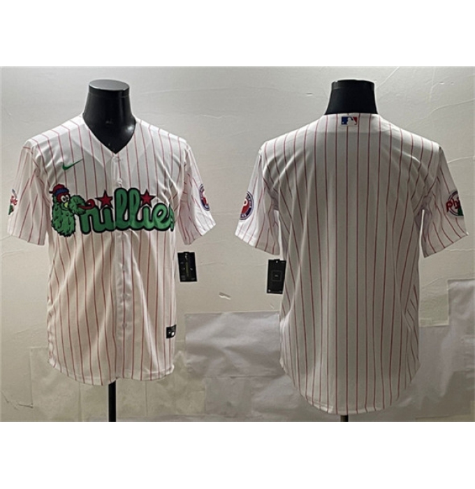 Men's Philadelphia Phillies Blank White Phanatic Cool Base Stitched Jersey