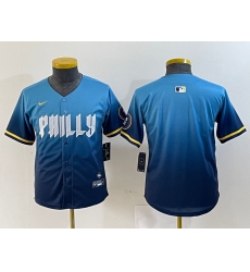 Youth Philadelphia Phillies Blank Blue 2024 City Cool Base Stitched Jersey