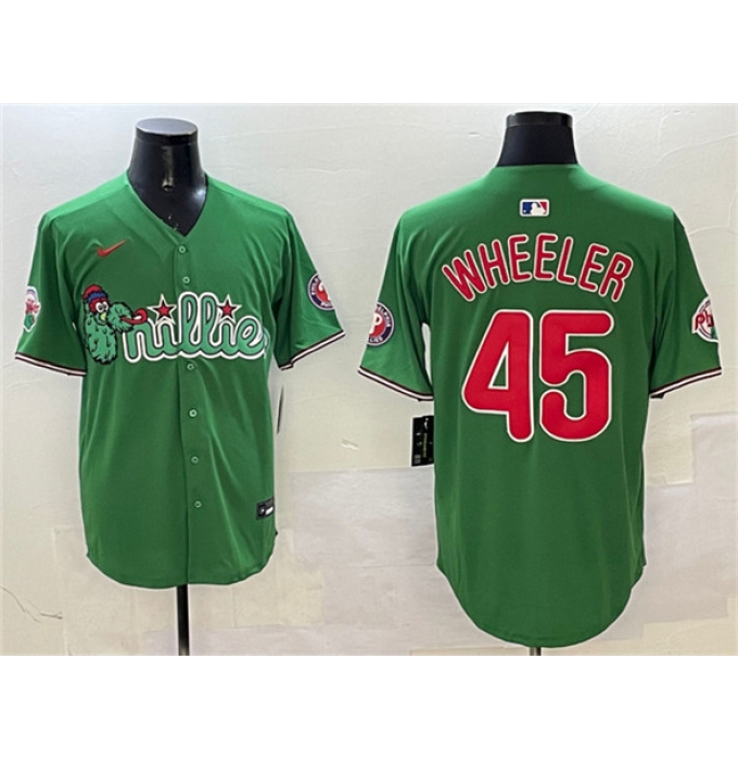 Men's Philadelphia Phillies #45 Zack Wheeler Green Phanatic Limited Stitched Jersey