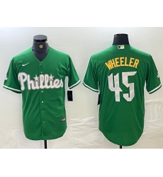 Men's Philadelphia Phillies #45 Zack Wheeler Kelly Green Cool Base Jersey