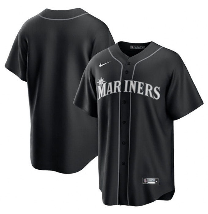 Men's Seattle Mariners Blank Black Lights Out Limited Stitched Baseball Jersey