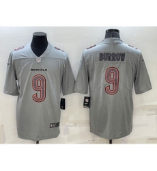 Men's Cincinnati Bengals #9 Joe Burrow Grey Atmosphere Fashion 2022 Vapor Untouchable Stitched Limited Jersey
