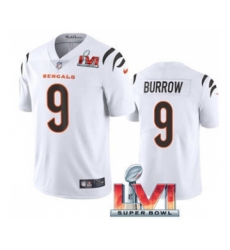 Men's Cincinnati Bengals #9 Joe Burrow White 2022 Super Bowl LVI Vapor Limited Stitched Jersey