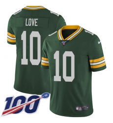 Men's Green Bay Packers #10 Jordan Love Green Team Color Stitched NFL 100th Season Vapor Untouchable Limited Jersey