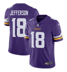 Youth Minnesota Vikings #18 Justin Jefferson Purple Team Color Stitched NFL Vapor Untouchable Limited Jersey