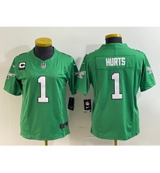 Women's Nike Philadelphia Eagles #1 Jalen Hurts Green 2023 F.U.S.E. C Stitched Football Jersey