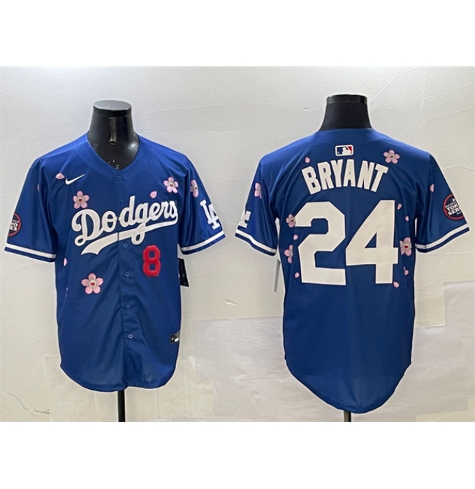 Men's Los Angeles Dodgers Front #8 Back #24 Kobe Bryant Royal 2025 Tokyo Series Limited Stitched Baseball Jersey