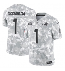 Men's Miami Dolphins #1 Tua Tagovailoa 2024 Arctic Camo Salute To Service Limited Stitched Football Jersey Men's Miami Dolphins #1 Tua Tagovailoa 2024 Arctic Camo Salute To Service Limited Stitched Football Jersey