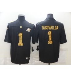 Men's Miami Dolphins #1 Tua Tagovailoa Black Nike Leopard Print Limited Jersey