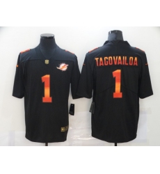 Men's Miami Dolphins #1 Tua Tagovailoa Black colorful Nike Limited Jersey