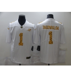Men's Miami Dolphins #1 Tua Tagovailoa White Nike Leopard Print Limited Jersey