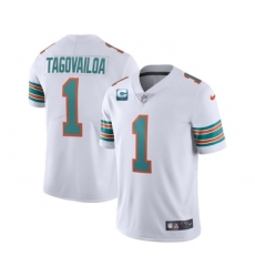 Men's Miami Dolphins 2022 #1 Tua Tagovailoa White With 1-star C Patch Stitched Jersey
