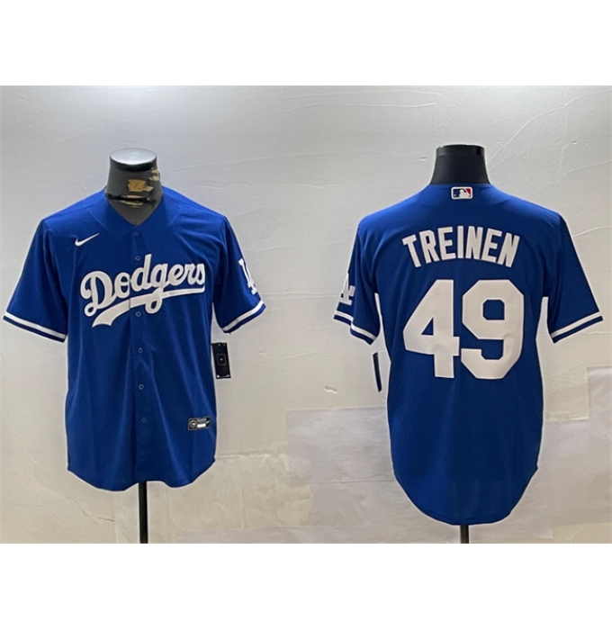 Men's Los Angeles Dodgers #49 Blake Treinen Royal Cool Base Stitched Baseball Jersey