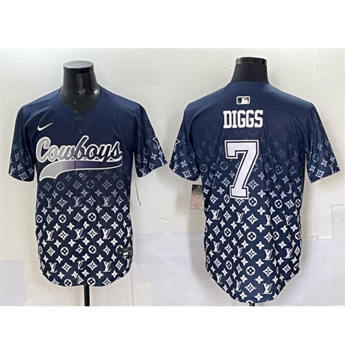 Men's Dallas Cowboys #7 Trevon Diggs Navy Limited Stitched Baseball Jersey