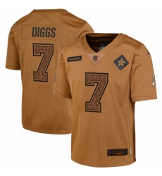 Youth Dallas Cowboys #7 Trevon Diggs Nike Brown 2023 Salute To Service Limited Jersey