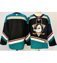 Men's Anaheim Ducks Blank Black Teal 2024-25 Stitched Jersey