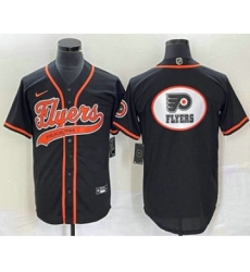 Men's Nike Philadelphia Flyers Black Team Big Logo Cool Base Stitched Baseball Jersey