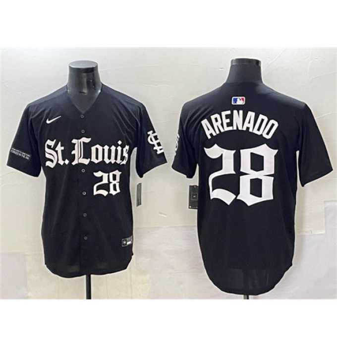 Men's St. Louis Cardinals #28 Nolan Arenado Black 'Gothic Legacy Edition' Vapor Premier Limited Stitched Baseball Jersey