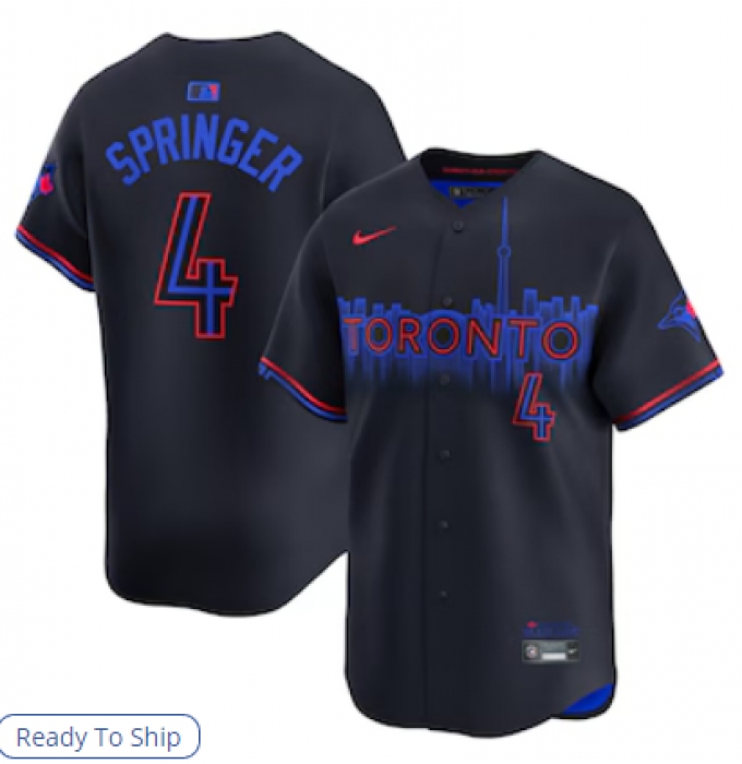 Men's Toronto Blue Jays #4 George Springer Nike Black 2024 City Connect Limited Player Jersey
