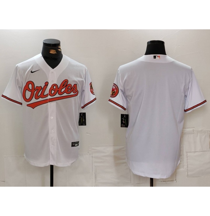 Men's Baltimore Orioles Blank White 2024 Home Limited Cool Base Stitched Baseball Jersey