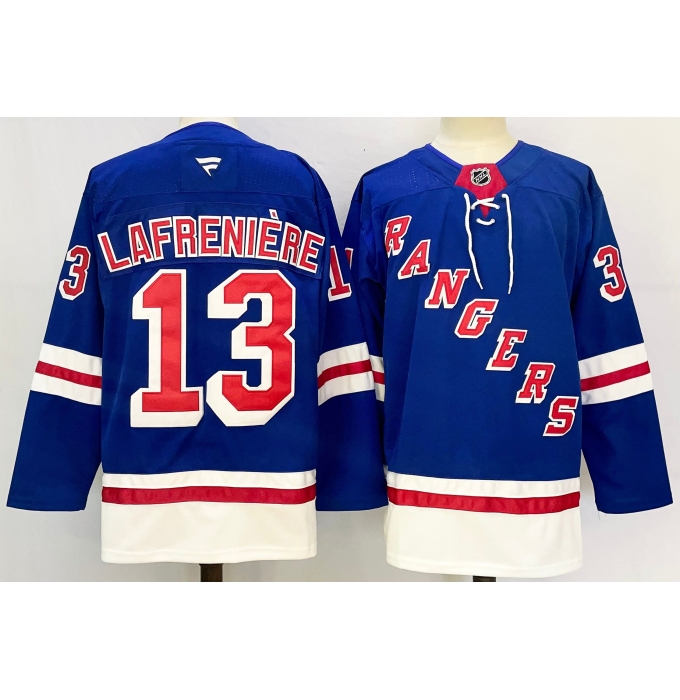 Men's New York Rangers #13 Alexis Lafreniere Royal 2024-25 Home With A Stitched Hockey Jersey