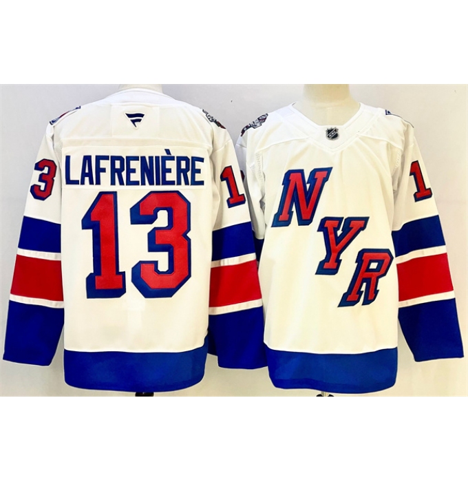 Men's New York Rangers #13 Alexis Lafreniere White 2024-25 Stadium Series Stitched Jersey