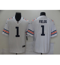 Men's Chicago Bears #1 Justin Fields Nike White 2021 Draft First Round Pick Alternate Limited Jersey