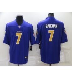 Men's Baltimore Ravens #7 Rashod Bateman Purple 2020 Color Rush Stitched NFL Nike Limited Jersey