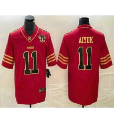 Men's San Francisco 49ers #11 Brandon Aiyuk Red 75th Golden Edition Stitched Nike Limited Jersey
