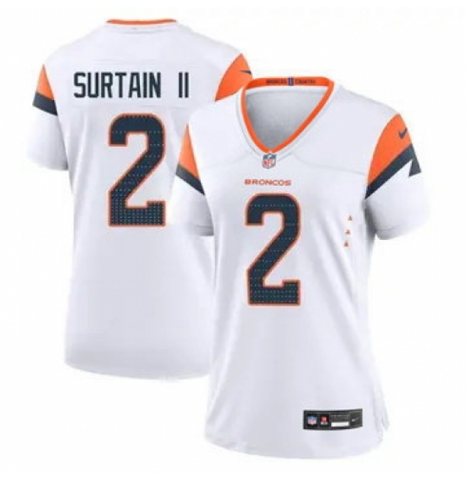 Women Nike Denver Broncos #2 Patrick Surtain II White Vapor Limited Jersey