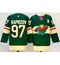 Men's Minnesota Wild #97 Kirill Kaprizov Green 2024-25 With Home Stitched Hockey Jersey