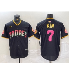 Men's San Diego Padres #7 Ha-Seong Kim Black Cool Base Stitched Baseball Jersey