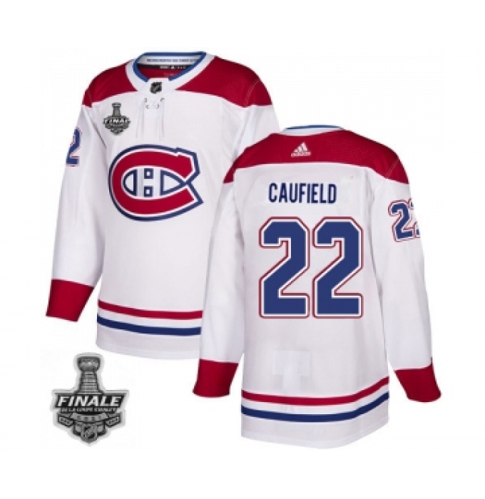 Men's Adidas Canadiens #22 Cole Caufield White Road Authentic 2021 Stanley Cup Jersey