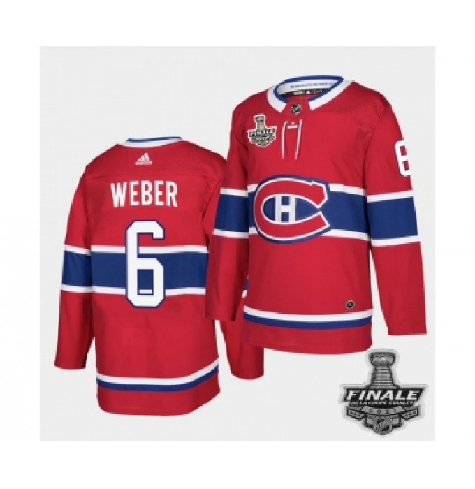 Men's Adidas Canadiens #6 Shea Weber Red Road Authentic 2021 Stanley Cup Jersey