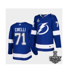 Men's Adidas Lightning #71 Anthony Cirelli Blue Home Authentic 2021 Stanley Cup Jersey