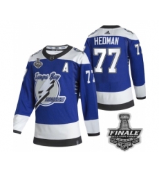 Men's Adidas Lightning #77 Victor Hedman Blue Authentic 2021 Stanley Cup Jersey