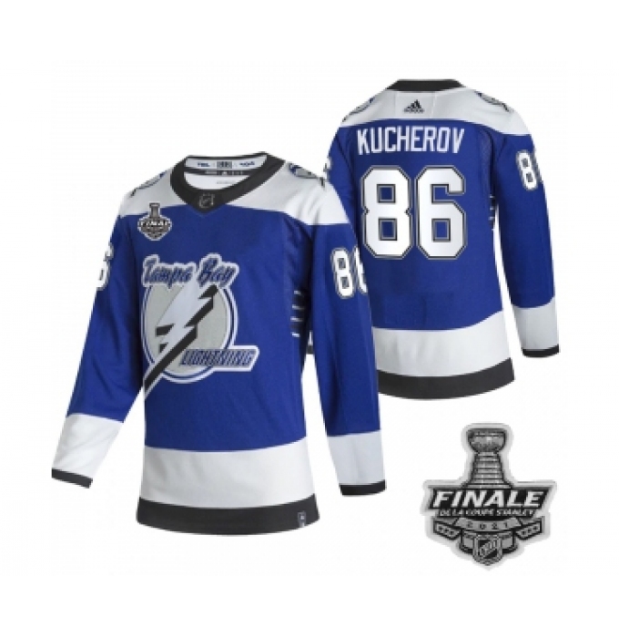 Men's Adidas Lightning #86 Nikita Kucherov Blue Home Authentic 2021 Stanley Cup Jersey