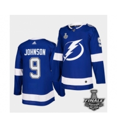 Men's Adidas Lightning #9 Tyler Johnson Blue Home Authentic 2021 Stanley Cup Jersey