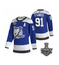 Men's Adidas Lightning #91 Steven Stamkos Blue Home Authentic 2021 Stanley Cup Jersey