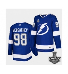 Men's Adidas Lightning #98 Mikhail Sergachev Blue Home Authentic 2021 Stanley Cup Jersey