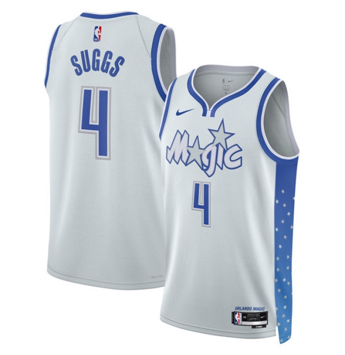 Men's Orlando Magic #4 Jalen Suggs Silver 2025-26 City Edition Stitched Basketball Jersey