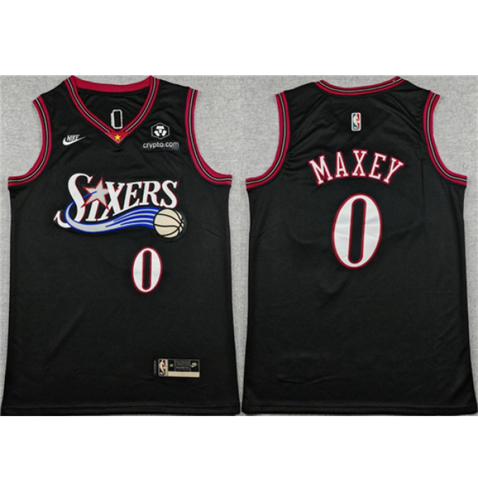 Men's Philadelphia 76ers #0 Tyrese Maxey Black 2025 Classic Edition Stitched Stitched Jersey