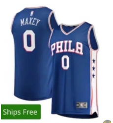 Men's Philadelphia 76ers #0  Tyrese Maxey Blue City Player Jersey