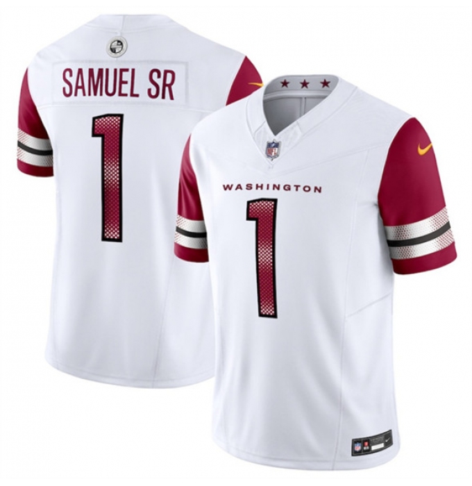 Men's Washington Commanders #1 Deebo Samuel Sr White 2025 F.U.S.E. Vapor Limited Football Stitched Jersey