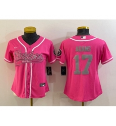 Women's Las Vegas Raiders #17 Davante Adams Pink With Patch Cool Base Stitched Baseball Jersey