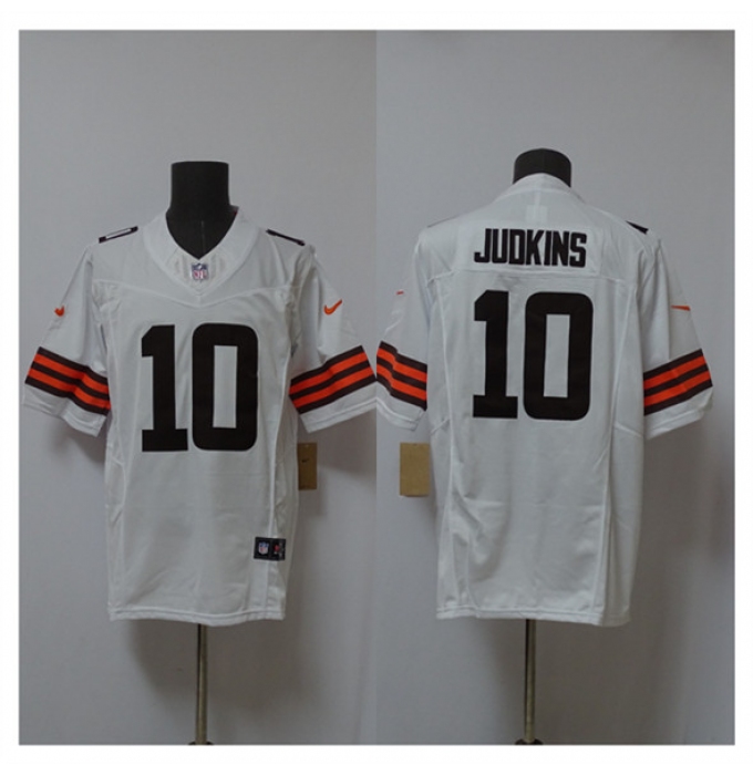 Men's Cleveland Browns #10 Quinshon Judkins White 2025 Draft F.U.S.E. Vapor Limited Football Stitched Jersey