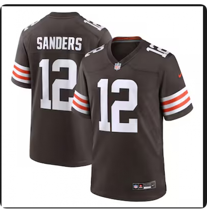 Men's Cleveland Browns #12 Shedeur Sanders Nike Brown 2025 NFL Draft Game Jersey