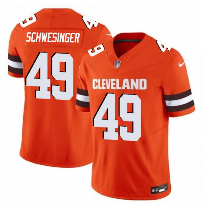 Men's Cleveland Browns #49 Carson Schwesinger Orange 2025 F.U.S.E. Vapor Limited Football Stitched Jersey
