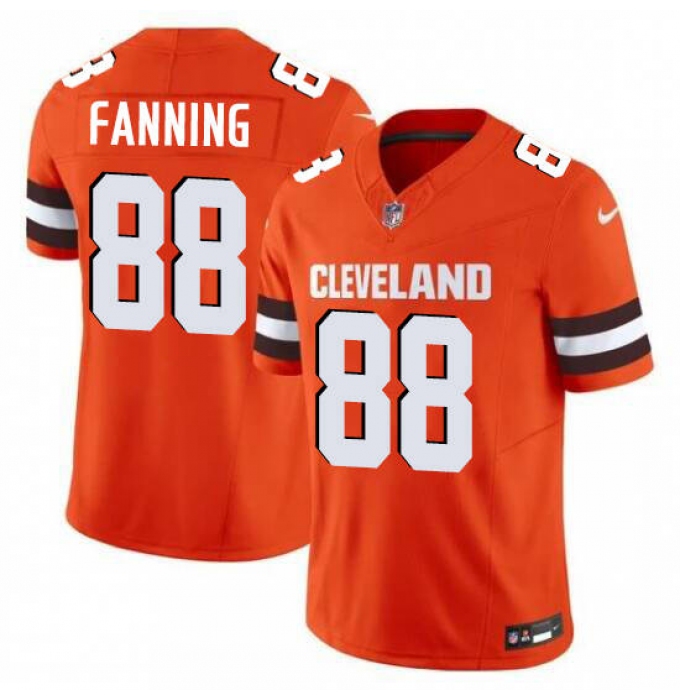 Men's Cleveland Browns #88 Fanning Orange 2025 Vapor Limited Football Stitched Jersey